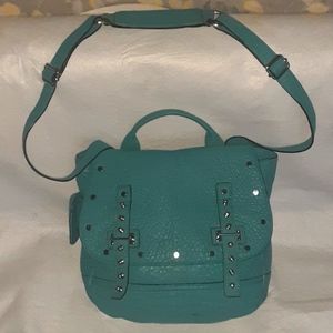 Rebecca Minkoff turquoise large pebbled leather crossbody bag.